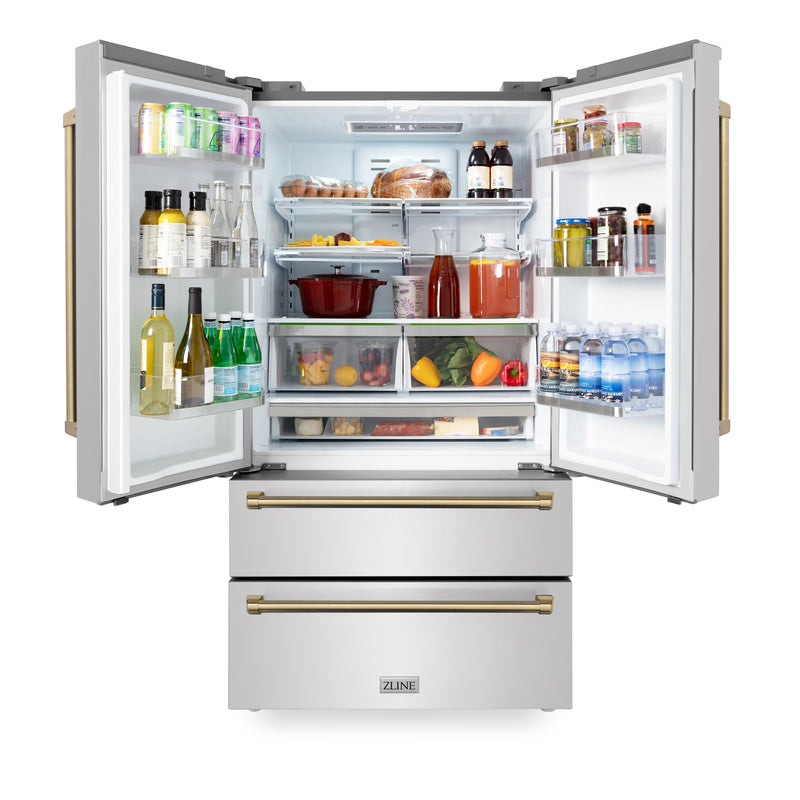 ZLINE 36" Autograph Edition 22.5 cu. ft French Door Refrigerator with Ice Maker - Stainless Steel