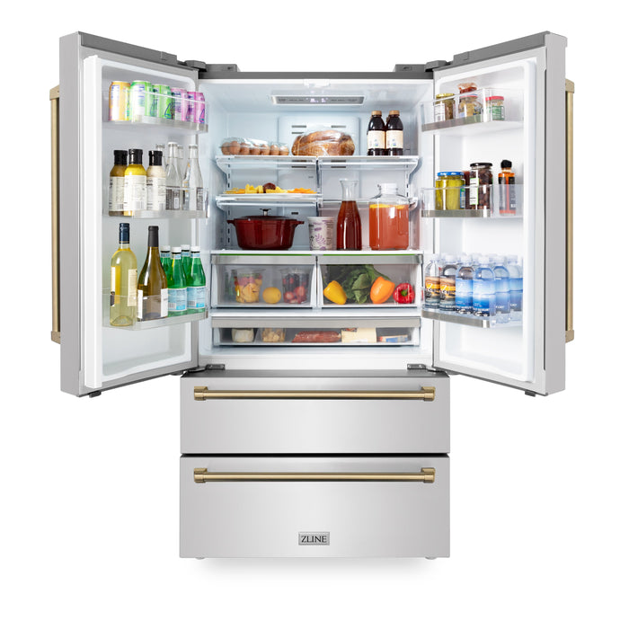 ZLINE 36" Autograph Edition 22.5 cu. ft French Door Refrigerator with Ice Maker - Stainless Steel