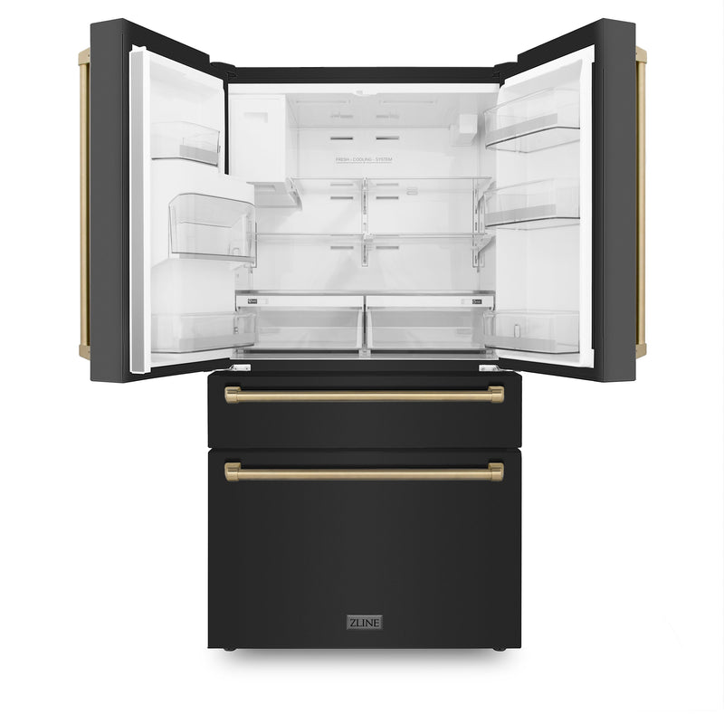 ZLINE 36" Autograph Edition 21.6 cu. ft French Door Refrigerator with Water and Ice Dispenser