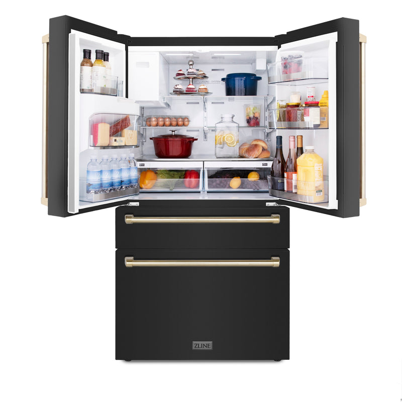 ZLINE 36" Autograph Edition 21.6 cu. ft French Door Refrigerator with Water and Ice Dispenser