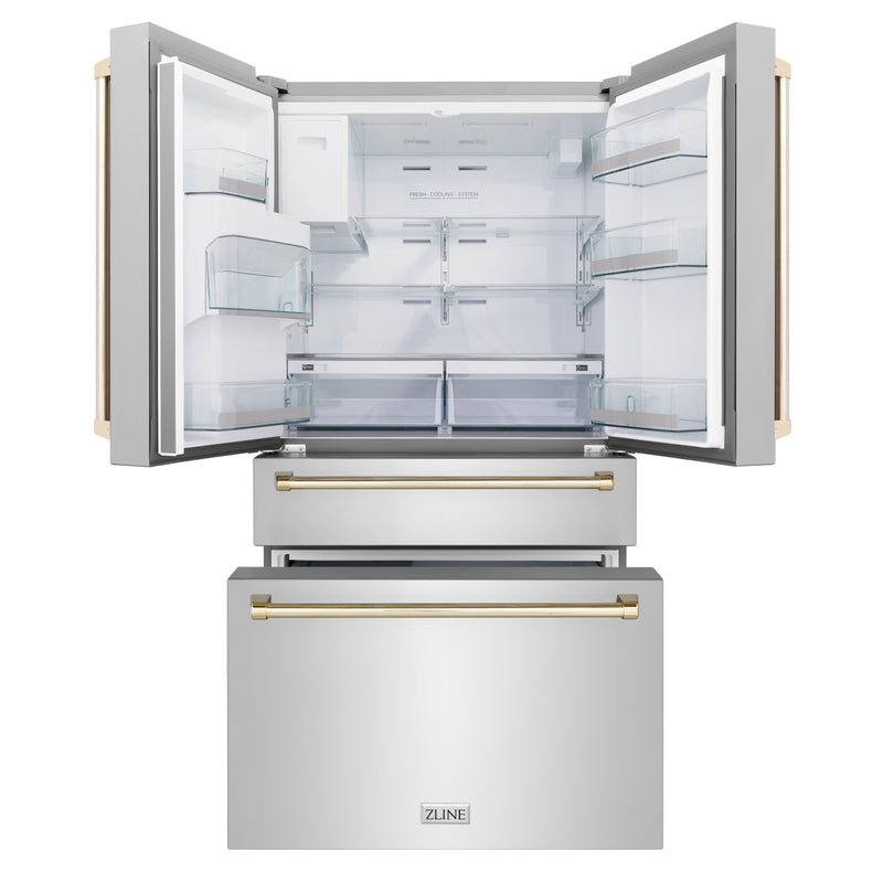 ZLINE 36" Autograph Edition 21.6 cu. ft French Door Refrigerator with Water and Ice Dispenser