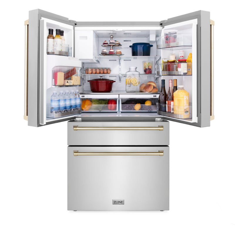 ZLINE 36" Autograph Edition 21.6 cu. ft French Door Refrigerator with Water and Ice Dispenser