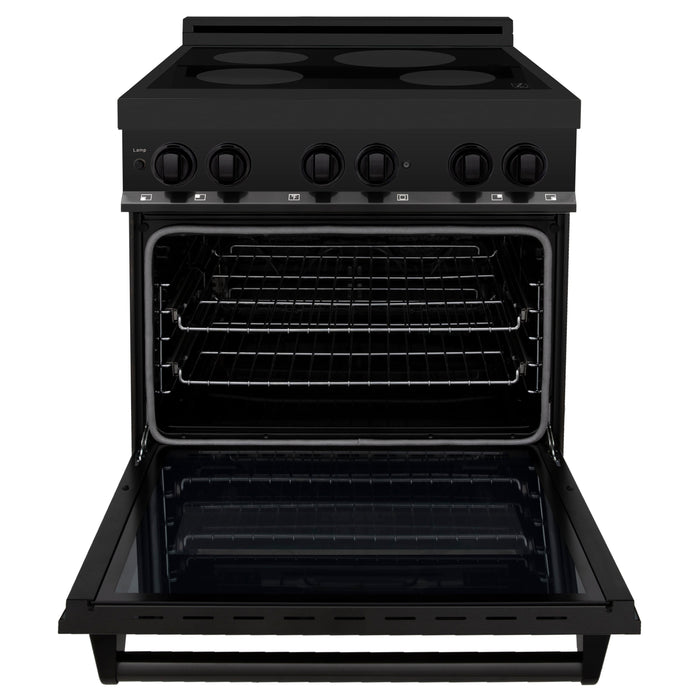 ZLINE Induction Range with 4 Element Stove and Electric Oven - Black Stainless Steel