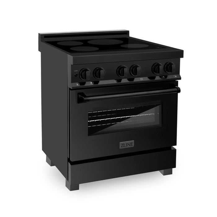 ZLINE Induction Range with 4 Element Stove and Electric Oven - Black Stainless Steel