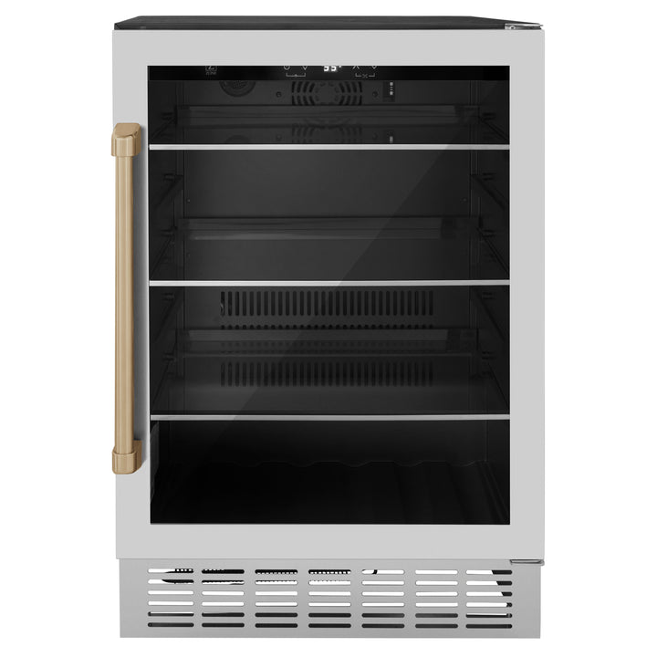 ZLINE 24 in. Autograph Edition 54 Can Beverage Cooler Fridge with Adjustable Shelves in Stainless Steel