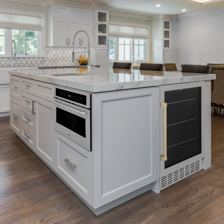 ZLINE 24 in. Autograph Edition 54 Can Beverage Cooler Fridge with Adjustable Shelves in Stainless Steel