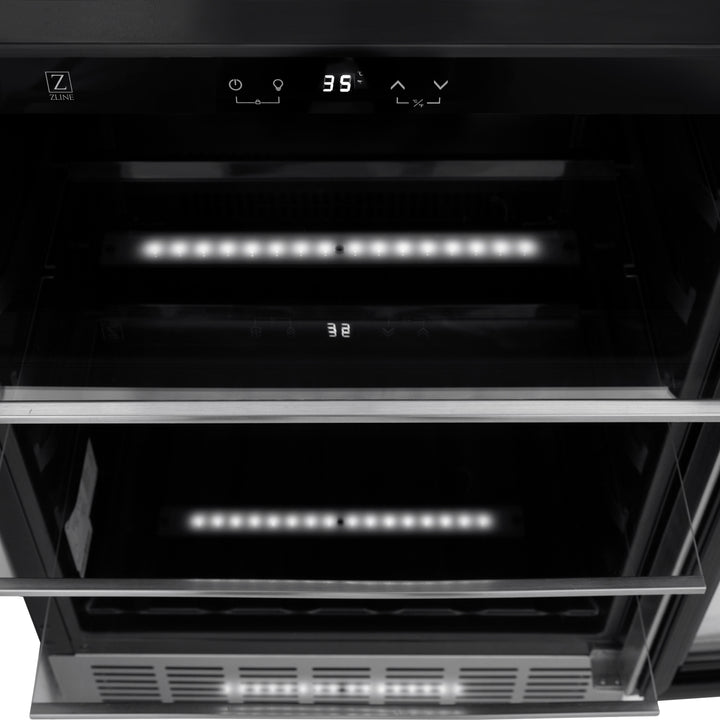 ZLINE 24 in. Autograph Edition 54 Can Beverage Cooler Fridge with Adjustable Shelves in Stainless Steel