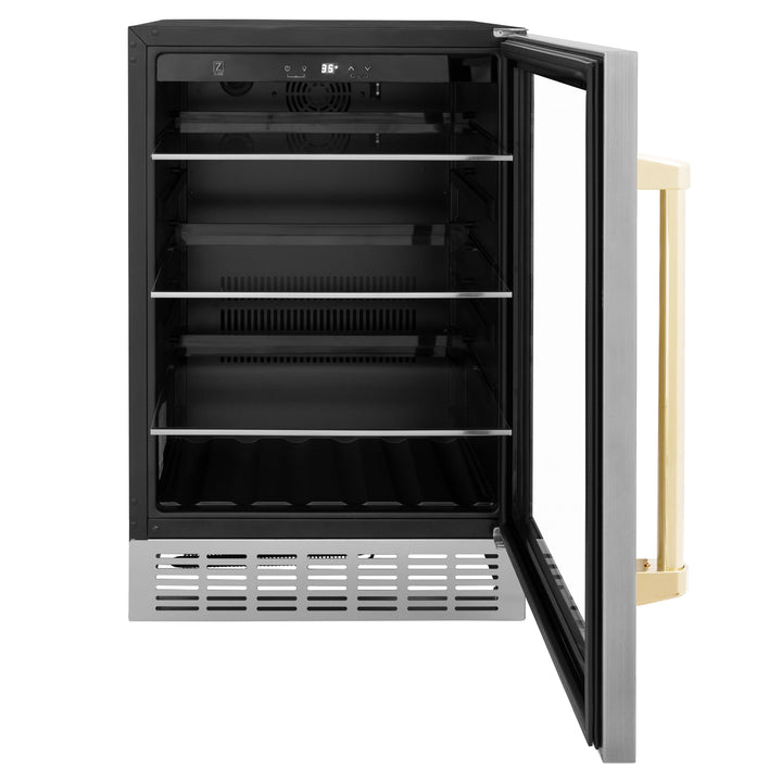 ZLINE 24 in. Autograph Edition 54 Can Beverage Cooler Fridge with Adjustable Shelves in Stainless Steel