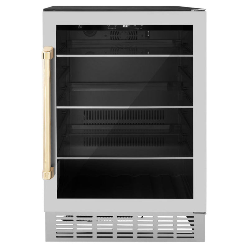 ZLINE 24 in. Autograph Edition 54 Can Beverage Cooler Fridge with Adjustable Shelves in Stainless Steel