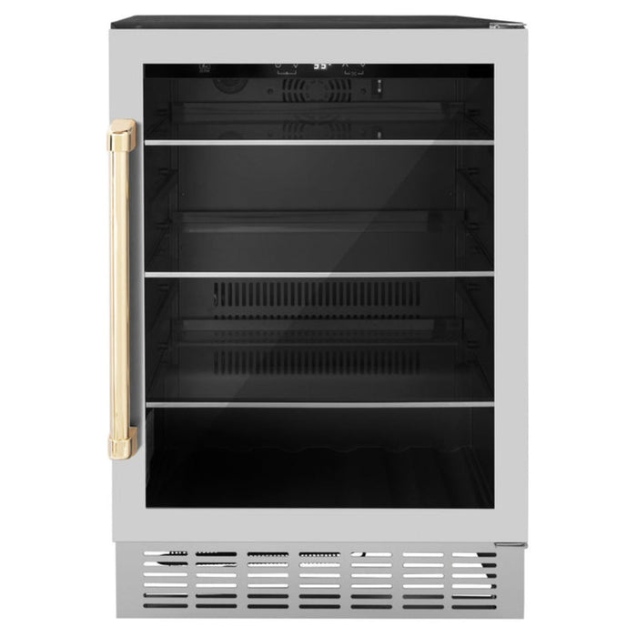 ZLINE 24 in. Autograph Edition 54 Can Beverage Cooler Fridge with Adjustable Shelves in Stainless Steel