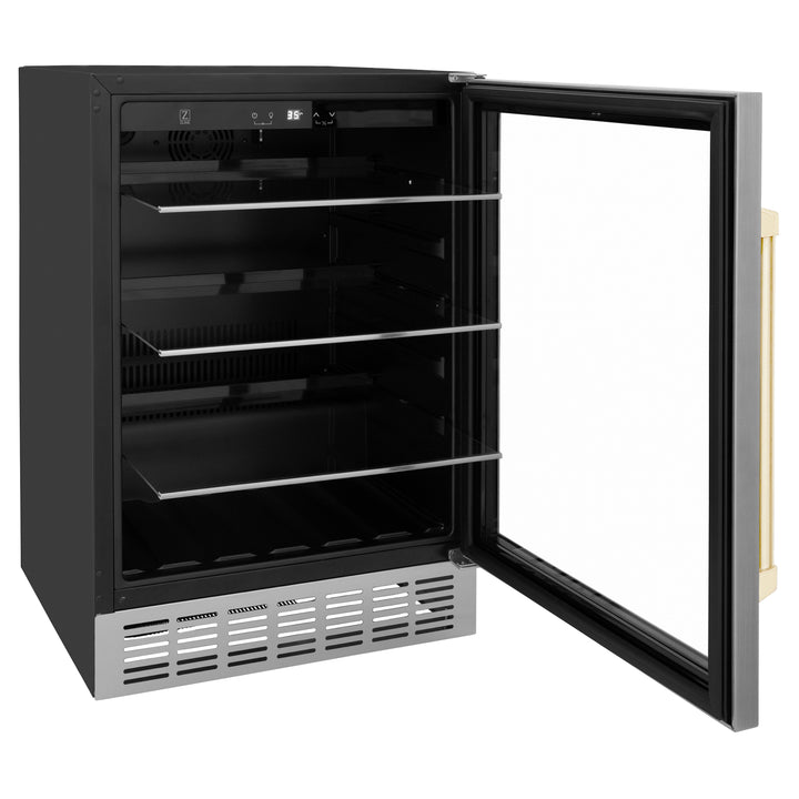 ZLINE 24 in. Autograph Edition 54 Can Beverage Cooler Fridge with Adjustable Shelves in Stainless Steel