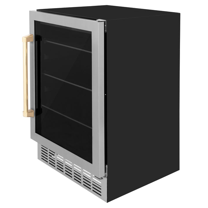 ZLINE 24 in. Autograph Edition 54 Can Beverage Cooler Fridge with Adjustable Shelves in Stainless Steel