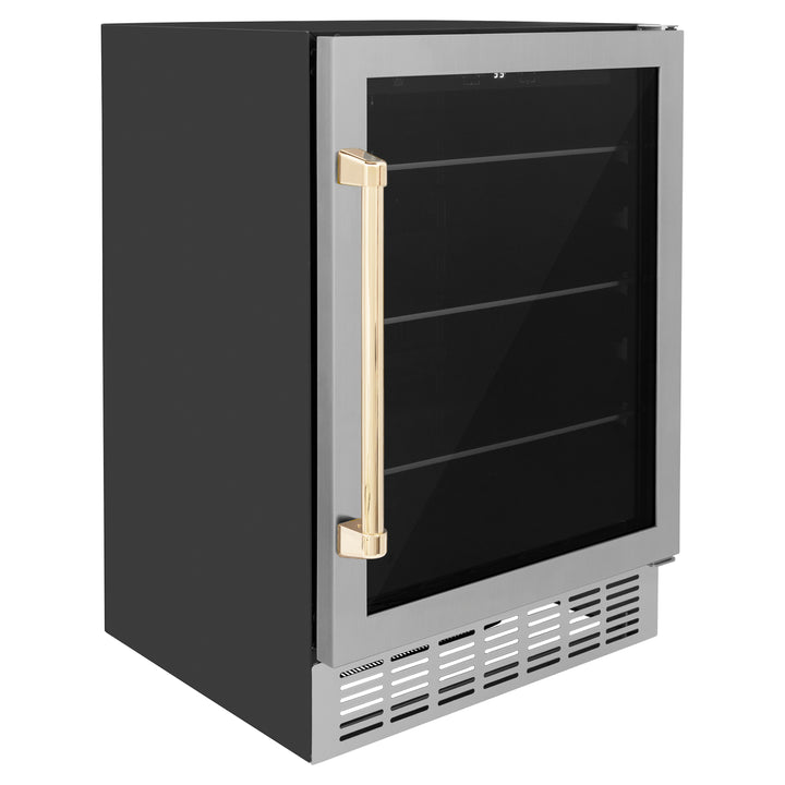 ZLINE 24 in. Autograph Edition 54 Can Beverage Cooler Fridge with Adjustable Shelves in Stainless Steel