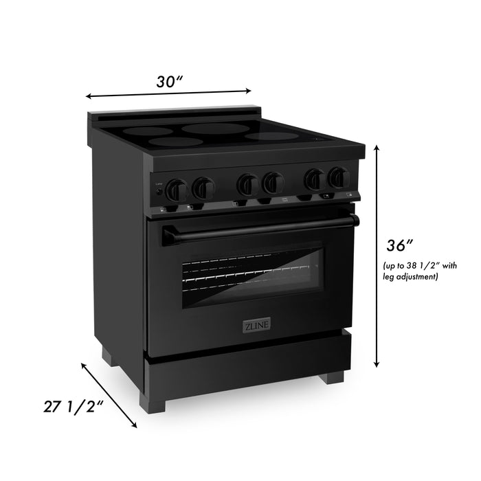 ZLINE Induction Range with 4 Element Stove and Electric Oven - Black Stainless Steel