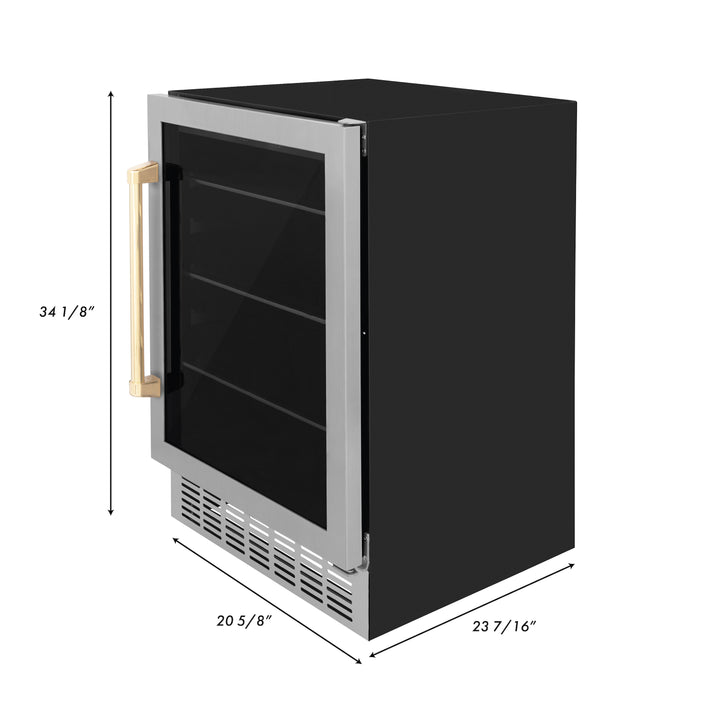 ZLINE 24 in. Autograph Edition 54 Can Beverage Cooler Fridge with Adjustable Shelves in Stainless Steel