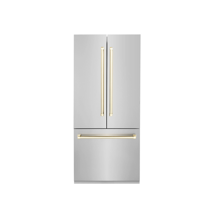 ZLINE 36" Built-In 3-Door French Door Refrigerator with Internal Water and Ice Dispenser in Stainless Steel