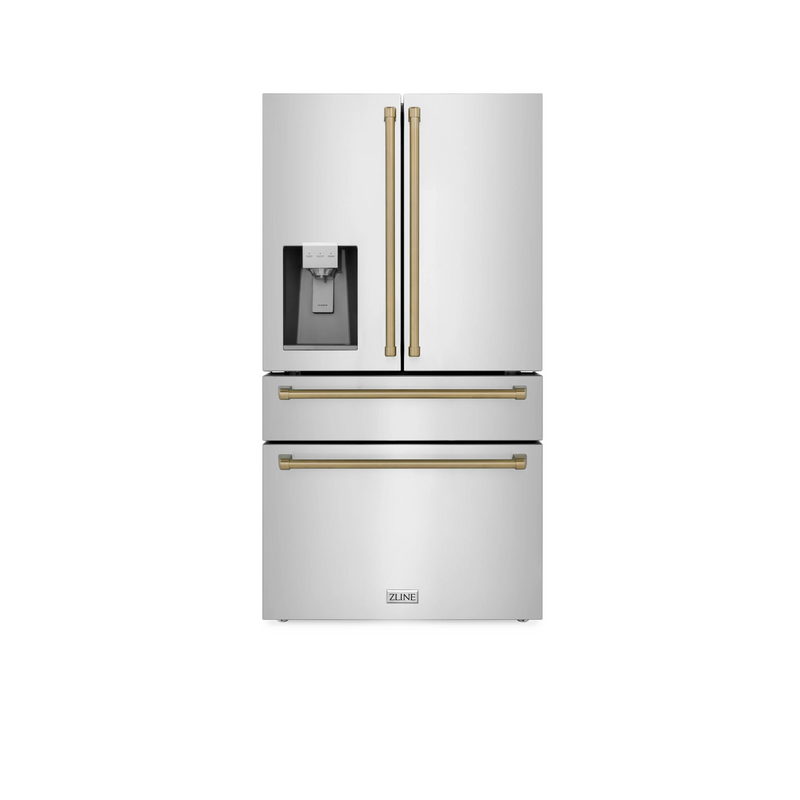ZLINE 36" Autograph Edition 21.6 cu. ft French Door Refrigerator with Water and Ice Dispenser